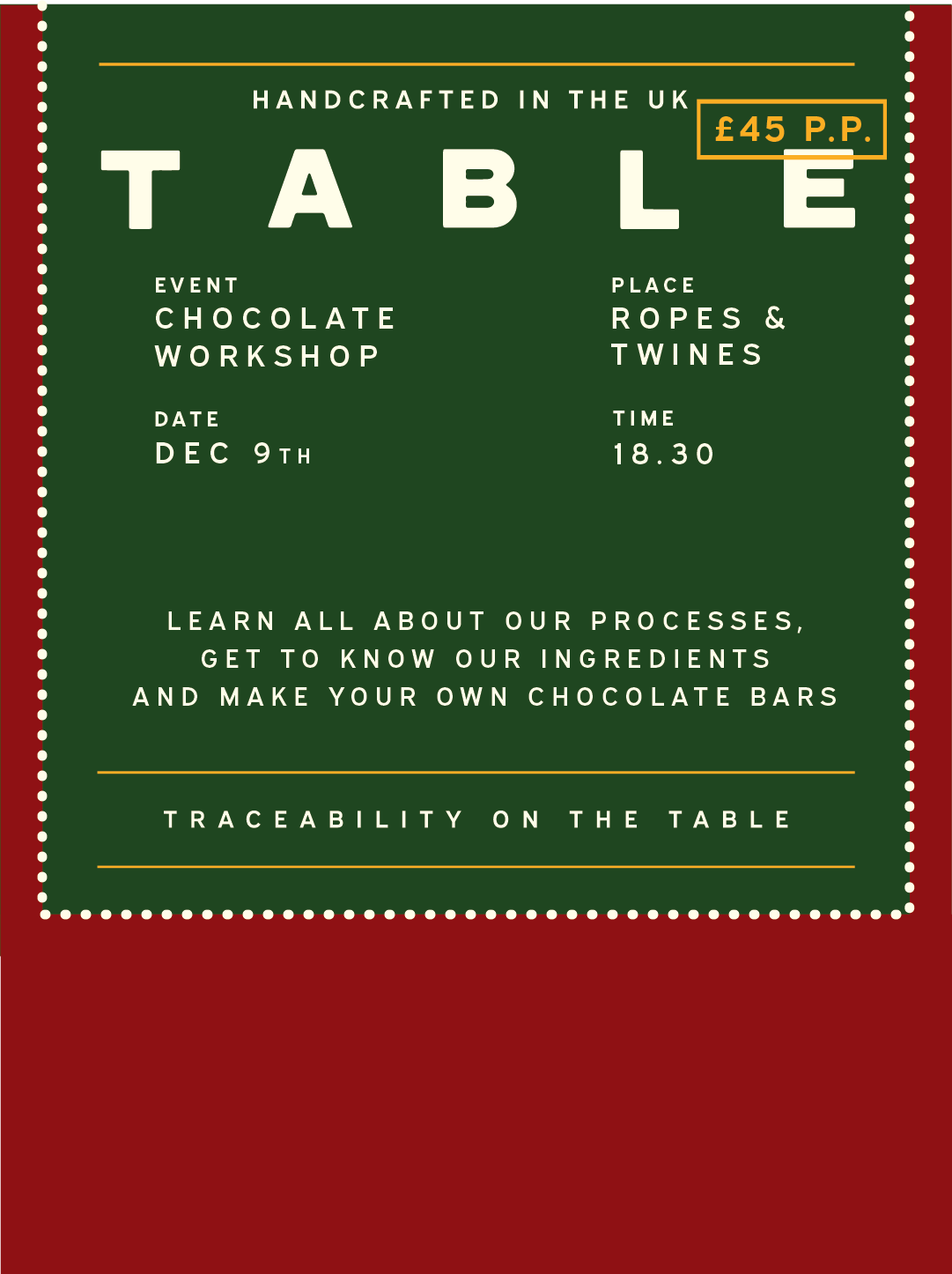 Chocolate Workshop Tuesday 9th December